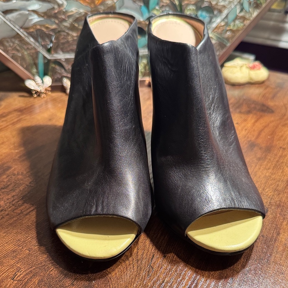 French Connection Black Peep-Toe Ankle Booties, size 40